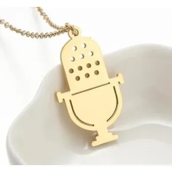 Náhrdelník AE production Náhrdelník MIKROFON zlatý