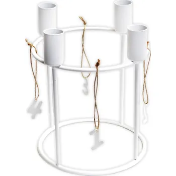 Vánoční dekorace Adventní svícen kov pr.15cm bílá