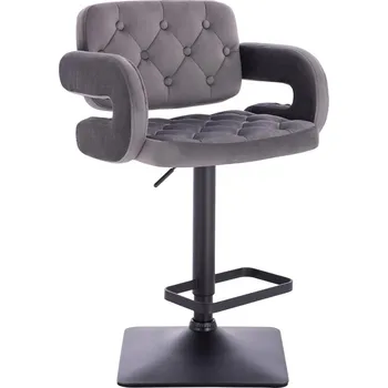 Barová židle Barová židle Ardal velur tmavě šedé - základna černá