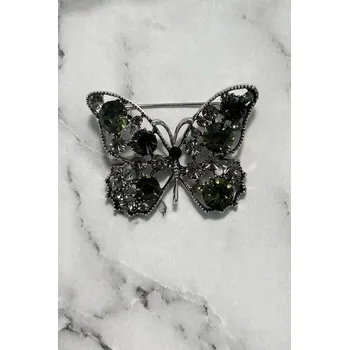 Brož Kesi Dámská brož Vindole stříbrno-zelená Univerzální