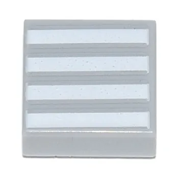 Hračka 3070bpb140 Light Bluish Gray Tile 1 x 1 with Groove with 4 White Stripes (Světle modrošedá dlaždice 1 x 1 s drážkou se 4 bílými pruhy)