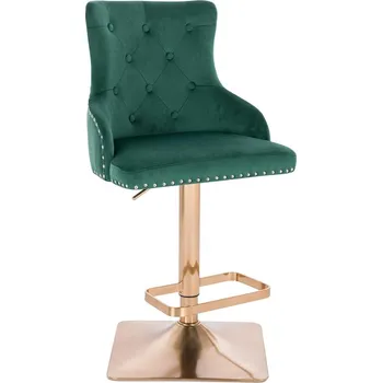 Barová židle Barová židle Sogne velur lahvově zelená - základna zlatá