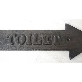 Plechová cedule Litinová cedule nástěnná šipka Toilet - 29*10*1 cm
