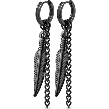 Náušnice Steel Edge Náušnice kroužky z chirurgické oceli 1008 Barva: Černá