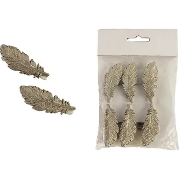 Vánoční dekorace Pírko klip, 6ks X3502-29