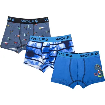 Chlapecké spodní prádlo 3PACK chlapecké boxerky - Wolf L2281B, vel.98-128 Barva: Modrá, Velikost: 98-104