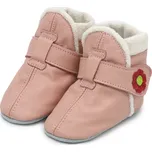 CAROZOO Kožené capáčky zimní růžové 0-6 měsíců Růžová 18,5