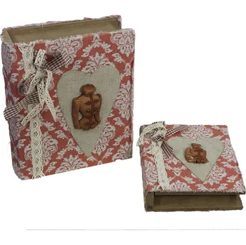 Úložný box Dřevěná kniha, sada 2 ks, D0096