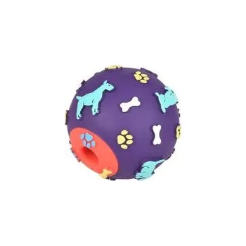 Hračka pro psa Flamingo míček na pamlsky 11cm neuzavíratelný otvor fialový