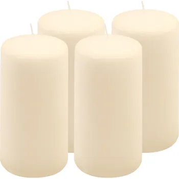 Svíčka Krémová parafínová svíčka 15 cm, 65 h hoření, sada 4 ks