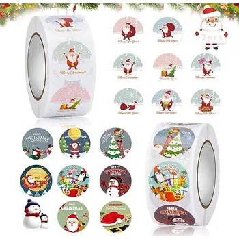 Samolepící dekorace Vánoční samolepky 1000ks na roli Šedá