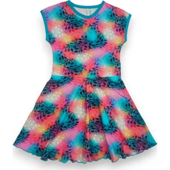 Dívčí šaty dosupliku Dívčí šaty barevné lístky s půlkolovou sukní 104