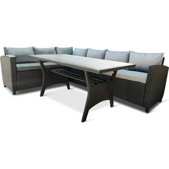 Zahradní sestava Texim Relax Family černá/šedé polstrování