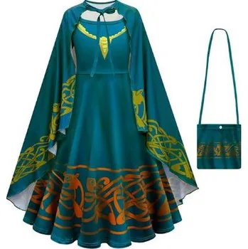 Karnevalový kostým Disney Dětský kostým s pláštěm - Merida (Rebelka) Varianta: šaty s pláštěm + kabelka, Velikost: 110/4 roky