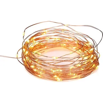 Vánoční dekorace AcaLighting LED dekorační měděná girlanda teplá bílá 3 × baterie AA 500 cm IP20