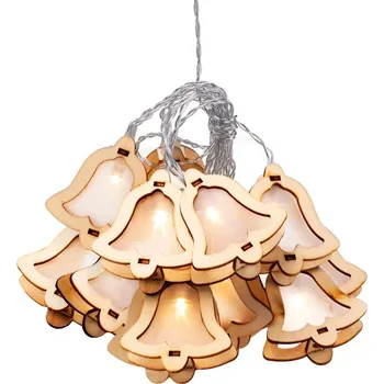 Vánoční dekorace LED světelný řetěz Lampki zvonek přírodní