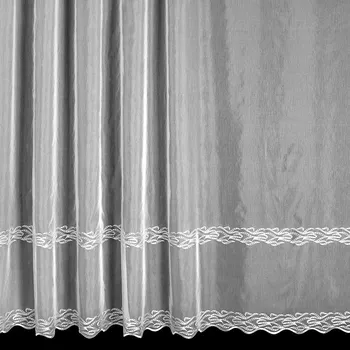Záclona Voálová záclona V611 vyšívané vlnky, s bordurou, bílá výška 180cm ( v metráži)