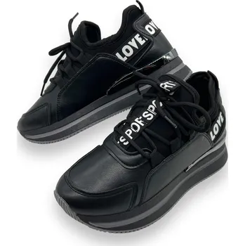 Dámské tenisky Fashion Dámské černé šněrovací tenisky 35 Barva: Černá, Velikost: 38