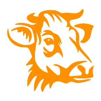 Samolepící dekorace SAMOLEPKA Kráva 004 pravá (06 - oranžová) NA AUTO, NÁLEPKA, FÓLIE, POLEP, TUNING, VLASTNÍ TEXT, TISK, AUTOSAMOLEPKY.cz, POLEPY, OBRÁZEK, LOGO, SAMOLEPKY