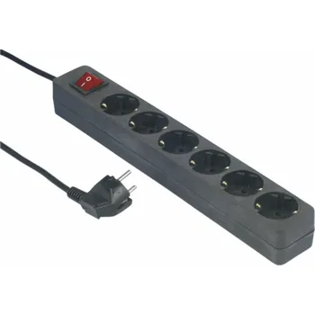 Elektrická zásuvka REV Tischsteckdose 6-fach 1,4 m mit Schalter schwarz