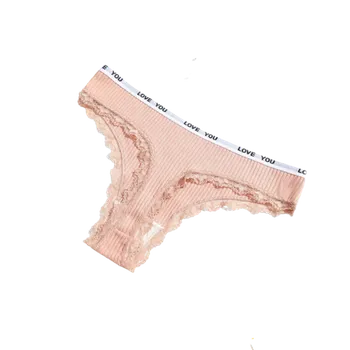 Kalhotky Dámská bavlněná tanga žebrovaného vzhledu s nápisem "LOVE YOU" 10 ks - jednobarevné Barva: Oranžová, Velikost: XL