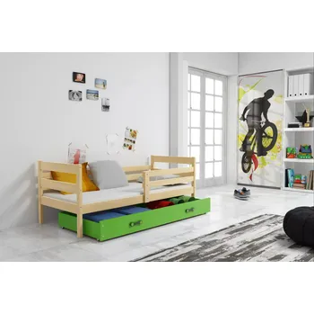 Dětská postel Nábytek PEGAS s.r.o. Dětská postel ERYK 80x190 cm se šuplíkem, bez matrace, Přírodní/Zelená