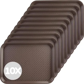 Zvýhodněný multipack - 10x Kristallon velký tác pro rychlé občerstvení plastový hnědý