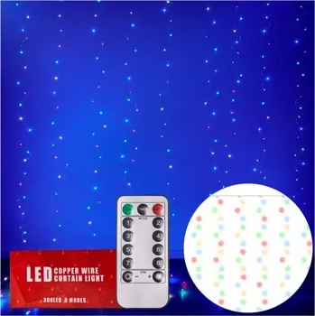 Vánoční dekorace LED světelné záclony drát 3x3m 300LED multicolour