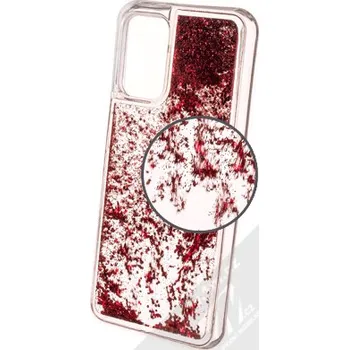 Pouzdro na mobilní telefon 1Mcz Liquid Hexagon Sparkle ochranný kryt s přesýpacím efektem třpytek pro Samsung Galaxy A13 4G červená (red)