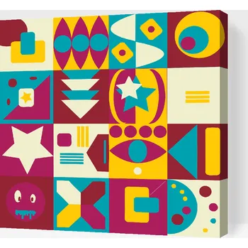 Malování podle čísel - Abstraktní geometrický box Velikost: 30x30cm, Rámování: Pouze srolované plátno