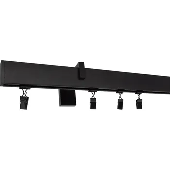 Garnýž Kovovégarnýže.cz Garnýže Square line modern plug černá matná Varianta jednořadá nebo dvouřadá: Dvouřadá, Délka: 201-250cm, Uchycení látky: jezdec s kovovou žabkou