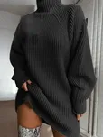 JwC Fashion Pletené šaty se stojáčkem Barva: Tmavě Šedá, Velikost: M