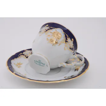 Leander, Šálek vysoký s podšálkem Sonáta 0,15l, dekor zlatá růže