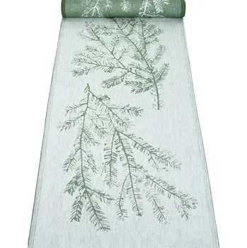 ubrus Lapuan Kankurit Lněný běhoun Havu 46x150, šedo-zelený