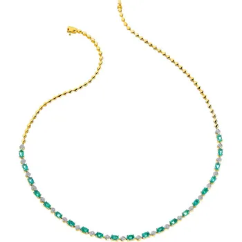Náhrdelník Zlatý náhrdelník s diamanty a smaragdy - ryzost 585 - 103.752