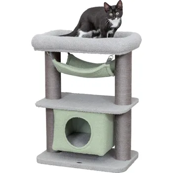 TRIXIE JUNIOR škrábadlo LUNITO, 2 patra, jeskyně, hammock, 71 cm, šedá/mátová