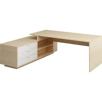 Psací stůl Ředitelský stůl se zvýšenou deskou, šuplíky bříza/bílá (EXCLUSIVE)