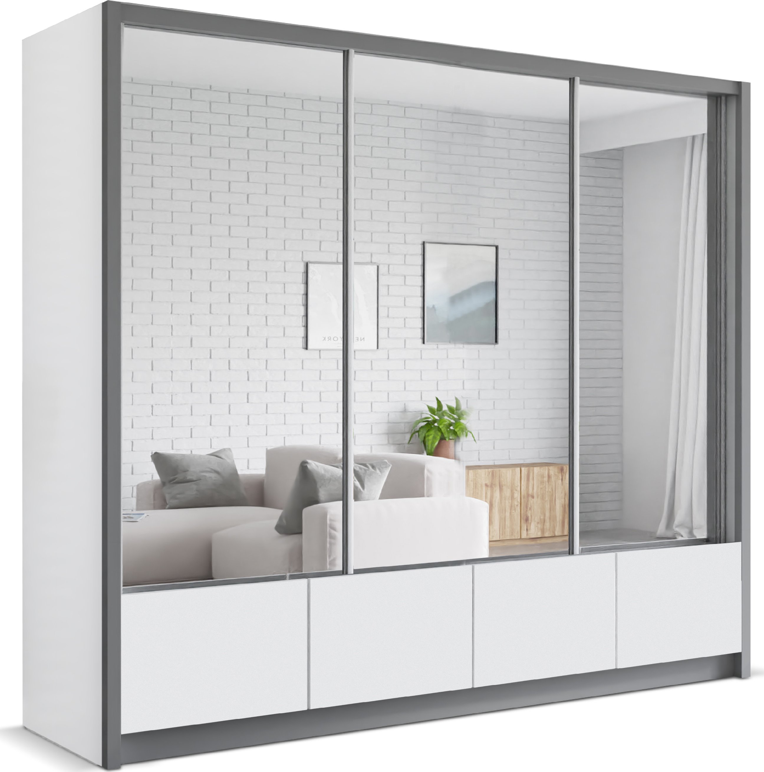 ARK Šatní skříň LINDA, Bílá 250 cm