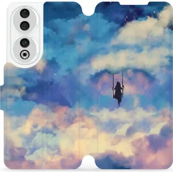 Pouzdro na mobilní telefon Flipové pouzdro Mobiwear - Honor 90 5G - MR09S Dívka na houpačce v oblacích (Knížkové flip pouzdro, obal, kryt na mobil Honor 90 5G - MR09S Dívka na houpačce v oblacích, materiál Umělá kůže + TPU - ochrana 360°, stojánek, silikonová vanička, magnetické)