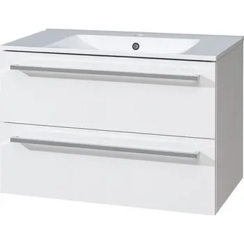 Koupelnový nábytek EBS Pure Skříňka s keramickým umyvadlem slim 81 cm, bílá PURESL81B