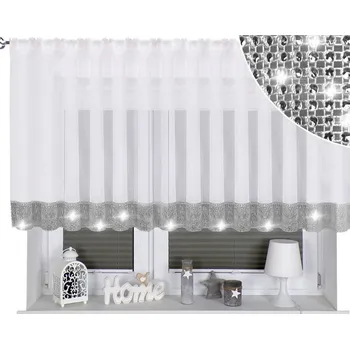 Záclona Mateo Hotová voálová záclona s páskem se zirkony (ZKJ)