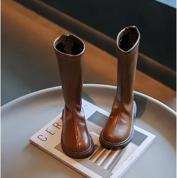 Čína Dívčí podzimní kozačky z PU, na zip Barva: Hnedá, Velikost: 29 (17,8 cm)