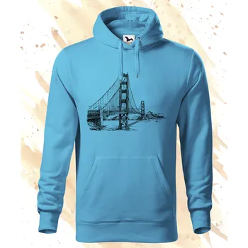 Dámská mikina Mikina - Golden Gate Bridge Barva: Modrá - tyrkysová (44), Velikost: 3XL, Střih: Pánské