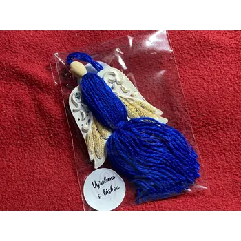 Vánoční dekorace HandMade by VeJa Anděl/andělka se sádrovými velkými křídly- tm.modrá