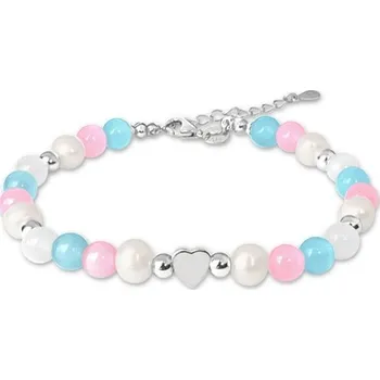 Náramek Stříbrný náramek s přírodními perlami a kuličkami 17-20 cm JMAN7006SB16