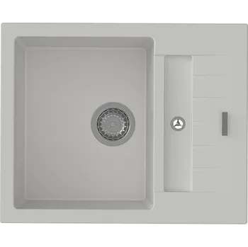 Granitový dřez StrongSinks S3 Dřez granit Vardar 615 615x500mm s odkapem a vaničkou bílá (StrongSinks S3 Dřez granit Vardar 615 615x500mm s odkapem a vaničkou bílá)