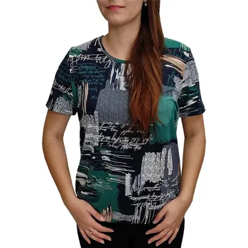 Dámská halenka Halenka Ardewo modrá se zeleným vzorem do gumičky Velikosti Ardewo: L