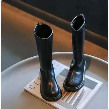 Čína Dívčí podzimní kozačky z PU, na zip Barva: Černá, Velikost: 30 (18,9 cm)