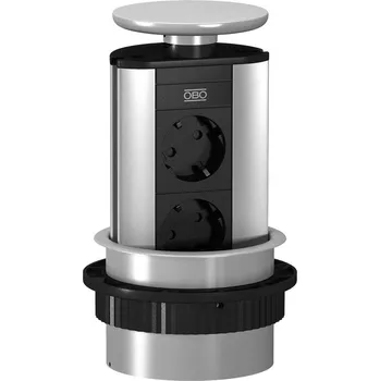 Elektrická zásuvka OBO Bettermann 6116854 stolní zásuvka stříbrná DE schuko zástrčka/zásuvky