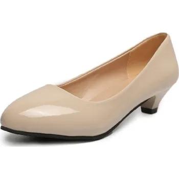 Dámské lodičky Lakované lodičky s kulatou špičkou na kitten heel - Beige 40 Velikost: 40, Barva (Varianta): Béžová